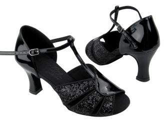dansschoenen zwart lak met glitters  